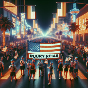 Create patriotic scene that’s not too crowded with people of a F...