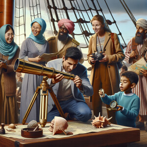 People find things on the deck of the ship