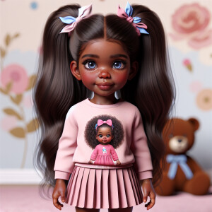 Refine the 3D realistic image of a four-year-old African-America...