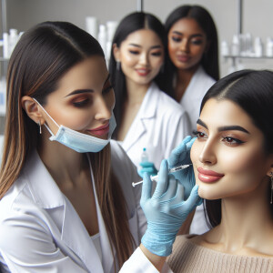 a cosmetologist in a clinic, 27 years old, she makes injections...