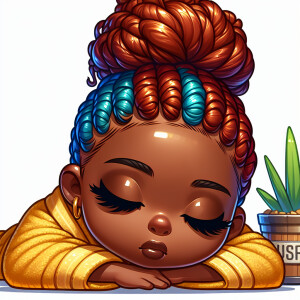 4k glossy  oil painting chibi style of an African American mahog...