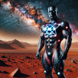 Atomic man in mars bodybuilder bodysuit