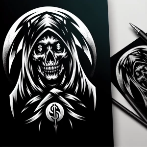 Grim reaper female nsfw black
background, extremely detailed mas...