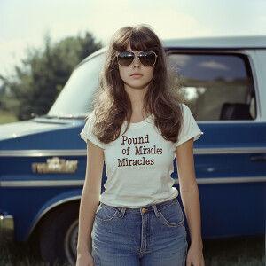 Color film photograph from 1975 of a beautiful 23-year-old brune...