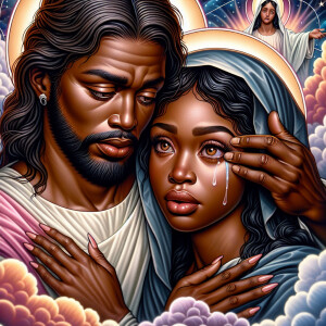 Ensure that the image distinctly represents both Jesus Christ an...