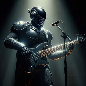 Generate an image of darth vader playing bass