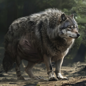 Heavily pregnant wolf