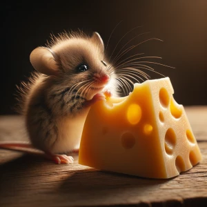 A cute mouse that found cheese