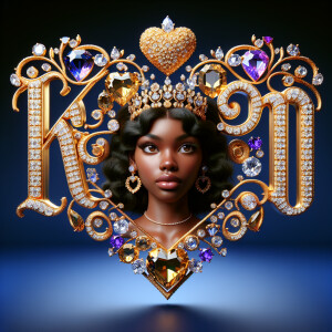 VCraft a 3-D image showcasing the name 'KAREN' in a luxurious go...