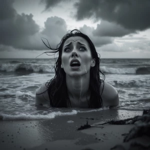 black and white, high-contrast shot of Dahlia Valentina as she s...