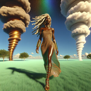 3D image of a beautiful LIGHT SKIN African American woman, she h...