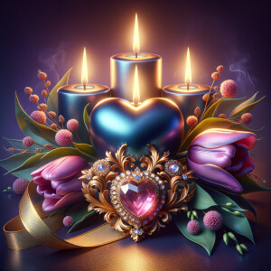 A digital artwork of a romantic and elegant still life featuring...