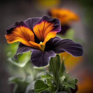 Create long stemmed black petunia’s that are blooming, with cent...