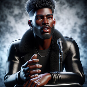 3-D image of a handsome African-American male who has a slightly...