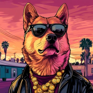 MEME DOGE in GTA art style — Living in house of $DGEN coins — in...