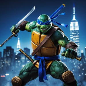 Create an image of Leonardo from the Teenage Mutant Ninja Turtle...
