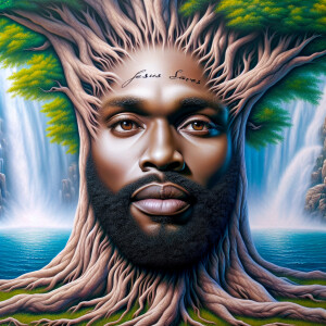 A hyper-realistic 3-D oil painting depicting a tree integrated w...