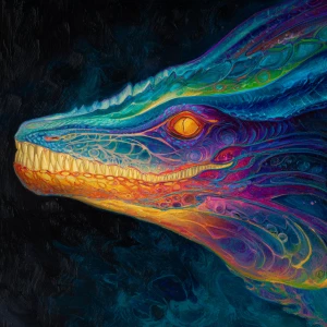 A radiant luminous leviathan, poised at the pinnacle of its virt...
