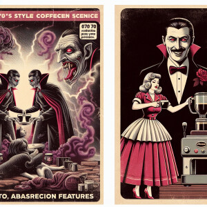 A vintage-style pin-up girl wearing a 1950s dress and heels, pre...