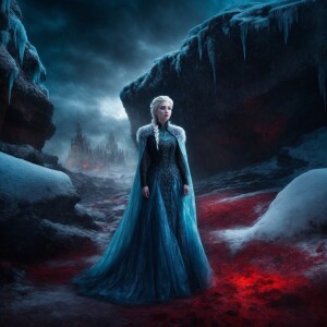 dark art menacing elsa from frozen with cracked epidermis,glowin...