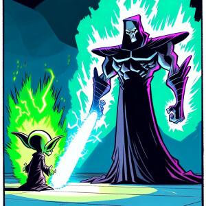 Yoda, Darth Vader, light saber, force , battle