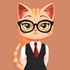 Create a cartoon of a female cat teacher