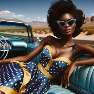 Craft an airbrushed depiction of a fashionable African American...