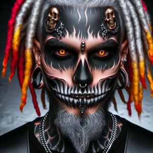JayR Blaze, an African American skeleton hybrid with:
* Flaming...