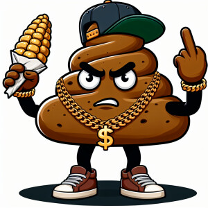 Hip hop turd give him legs and  arms one of the arms having a pi...