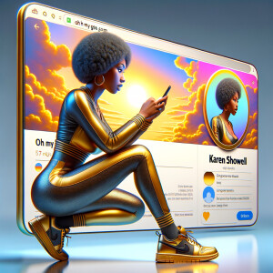 Create a 3D illustration of a realistic light skinned African-Am...