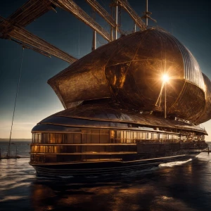 A dazzlingly futuristic astronomic steampunk solar sailer captur...