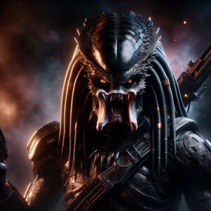 Thanos, created in the style of Yautja's (Hunter Predator),ultra...