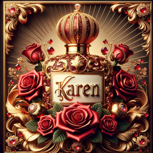 Craft an image of an ornate perfume bottle, with a luxurious des...