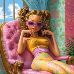 Funny, cartoon, waxy, wacky, chaise lounge for 90s teenage girl