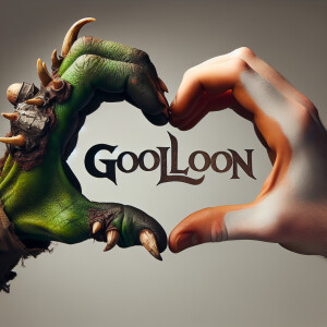 2 hands,  i hand is a Goblin hand, the other is a human,making a...