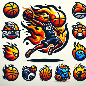 A basketball on Fire , dunking