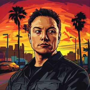 Elon Musk in GTA art style — — in the style of a Grand Theft Au...
