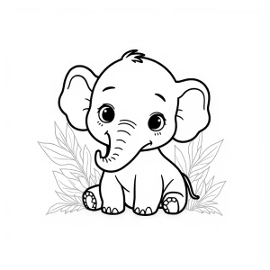 Create a coloring page design with thick lines, featuring a chib...