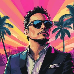 Elon Musk in GTA art style,  , in the style of a Grand Theft Aut...