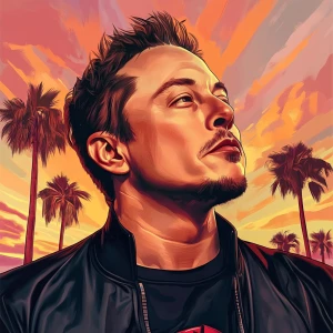 Elon Musk,, GTA style art