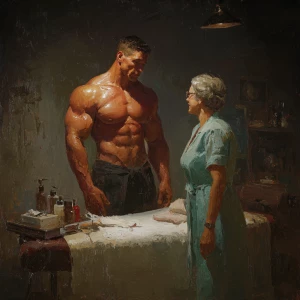 Hy0errealistic art,realism.a muscular Russian man in his beach h...