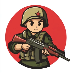 logo of a kid Russian soldier in contemporary military attire, h...