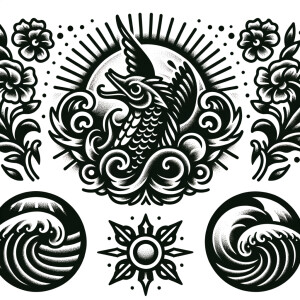 Create logo of design company called Riptide. Logo should be bl...