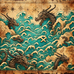 an old pirate map of treasure in worn out hard piece of paper ma...