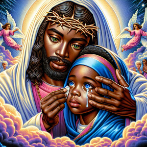 Ensure that the image distinctly represents both Jesus Christ an...