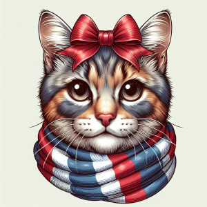 A cartoon of an adult cat gazing into the camera while sporting...
