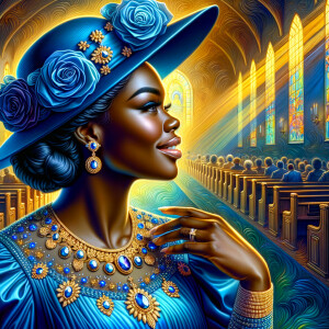 A spiritually enriching illustration portrays an African America...