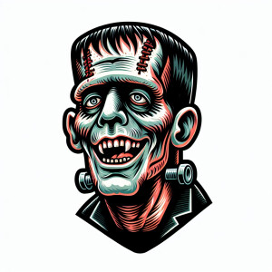 Cartoonish frankenstein in an new school tattoo style