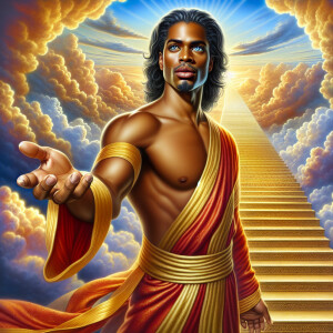 Create a 3-D Realistic image of a handsome African-American Jesu...