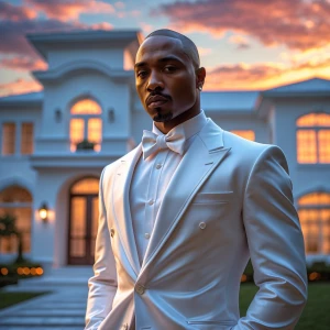 create a highly detailed image of a man resembling 2Pac, dressed...